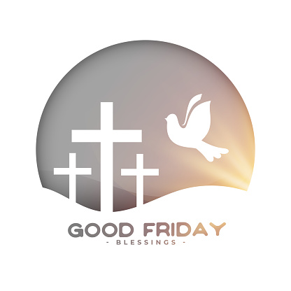 beautiful good friday greeting card with cross and peace bird vector