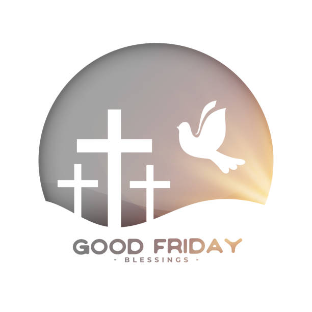 beautiful good friday greeting card with cross and peace bird beautiful good friday greeting card with cross and peace bird vector good friday stock illustrations