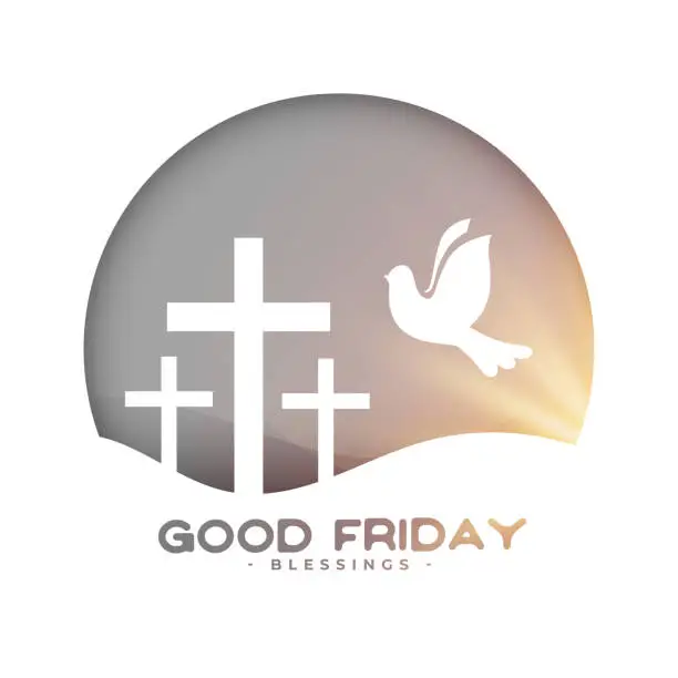 Vector illustration of beautiful good friday greeting card with cross and peace bird