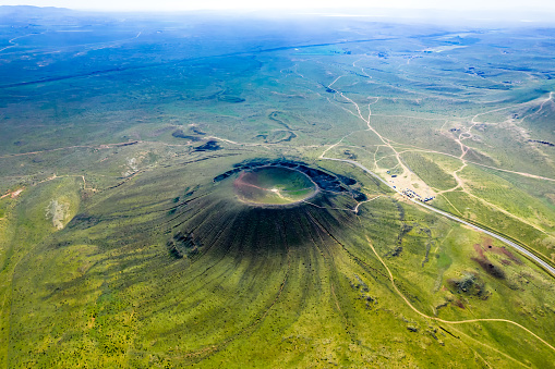 Aerail view of Ulanqab Ulanhada Volcano No. 5 in Inner Mongolia, China