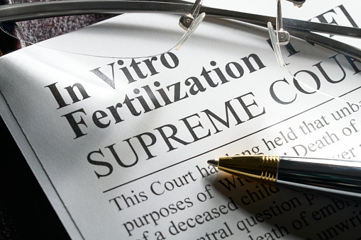 In Vitro Fertilization Supreme Court Ruling with documents, gavel on binder