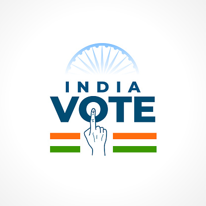 india voters hand finger background with ashoka chakra design vector