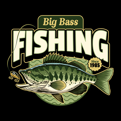 Vector of Shirt Design of Fishing Big Bass Illustration Vintage