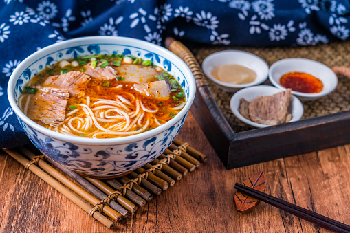 A bowl of Lanzhou Lamian Noodles