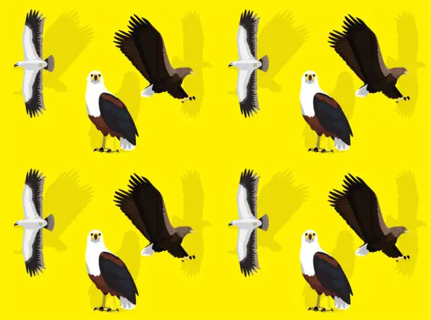 Vector illustration of Bird Sea Eagle Fish Cute Seamless Wallpaper Background