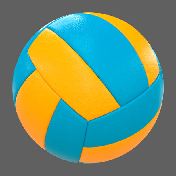 istock Volleyball ball blue yellow color. 3d render 2069883984