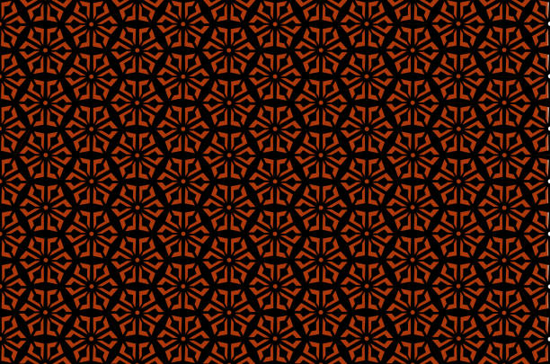 Geometric blossom in the octagon pattern on a dark orange background Tile pattern design: geometric blossom in the octagon pattern on a dark orange background octagon house stock illustrations