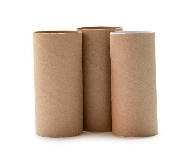 istock Front view of brown tissue paper cores in stack isolated on white background with clipping path 2069940884