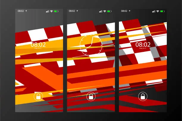 Vector illustration of The abstract sporty smartphone wallpaper with checkered flag