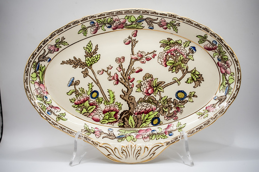 vintage plates with flower patterns