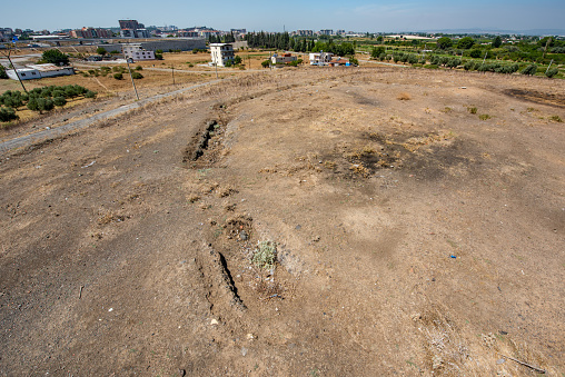 Trenches remaining from the Turkish - Greek war (1918 - 1922) in Menemen, Izmir