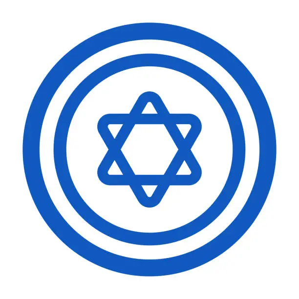 Vector illustration of Round Israeli flag symbol. Magic circle icon. Vector.