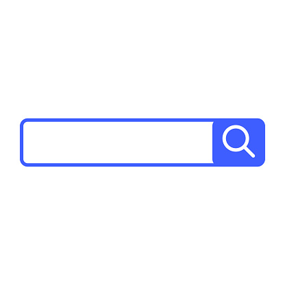 Blue search box icon with blank space. Editable vector.