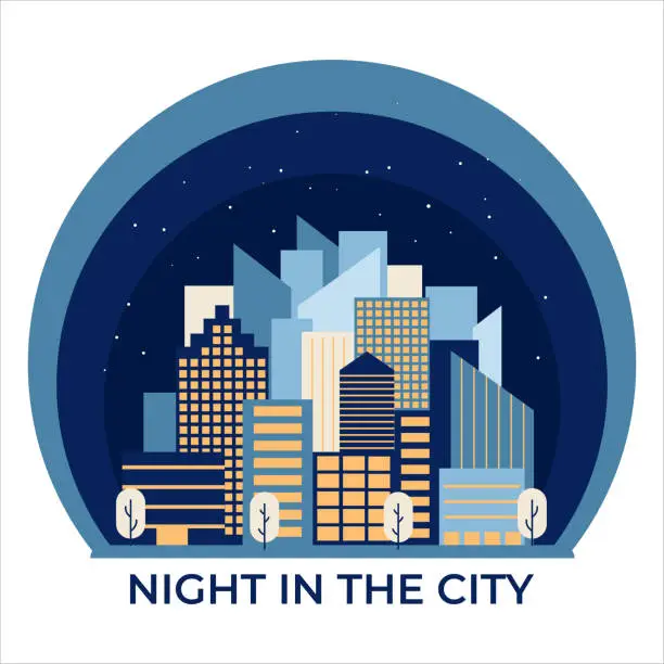 Vector illustration of Night cityscape in flat style
