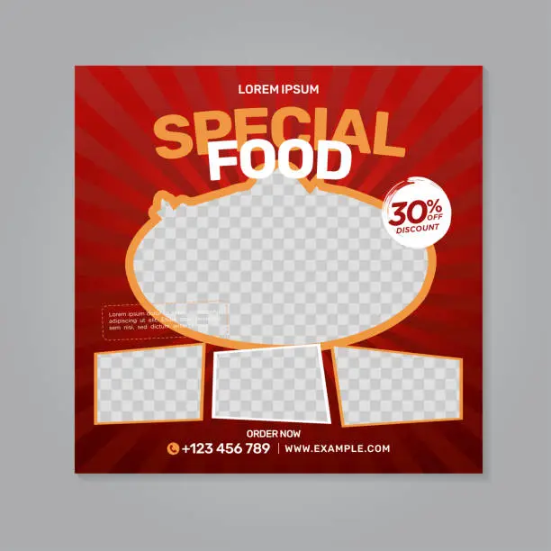 Vector illustration of Restaurant food social media banner post design template