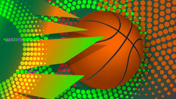 Vector illustration of Abstract sporty wallpaper. Basketball theme blended with halftone pattern on the background