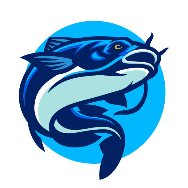 Catfish Fishing Logo Club Mascot Logo Design Vector of Catfish Fishing Logo Club Mascot Logo Design catfish stock illustrations