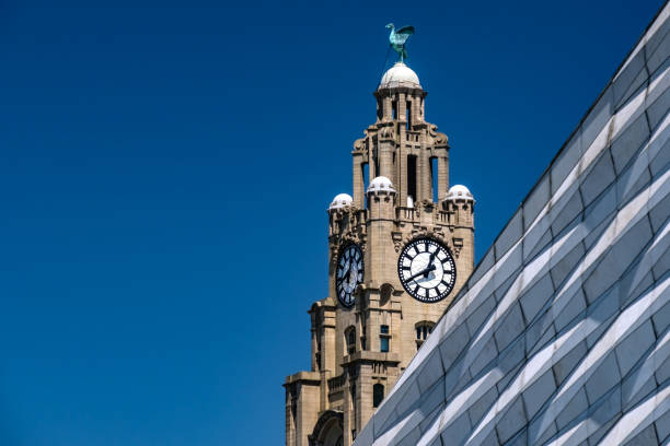 Liverpool skyline iconic buildings associated with the famous city.