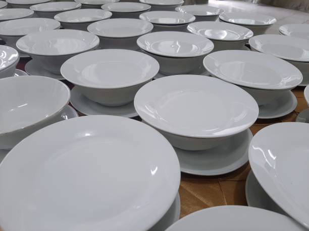 istock plates are neatly arranged on the buffet table to welcome guests 2070316272