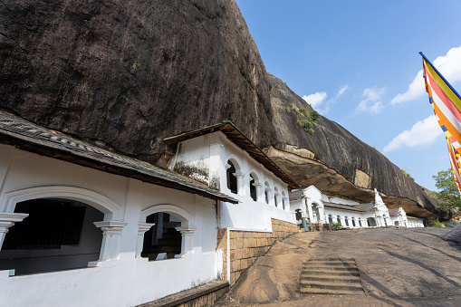 A view of the Dambulla cave temple(Golden Temple of Dambulla), a World Heritage Site and a Buddhist pilgrimage destination. Dambulla, Sri Lanka.