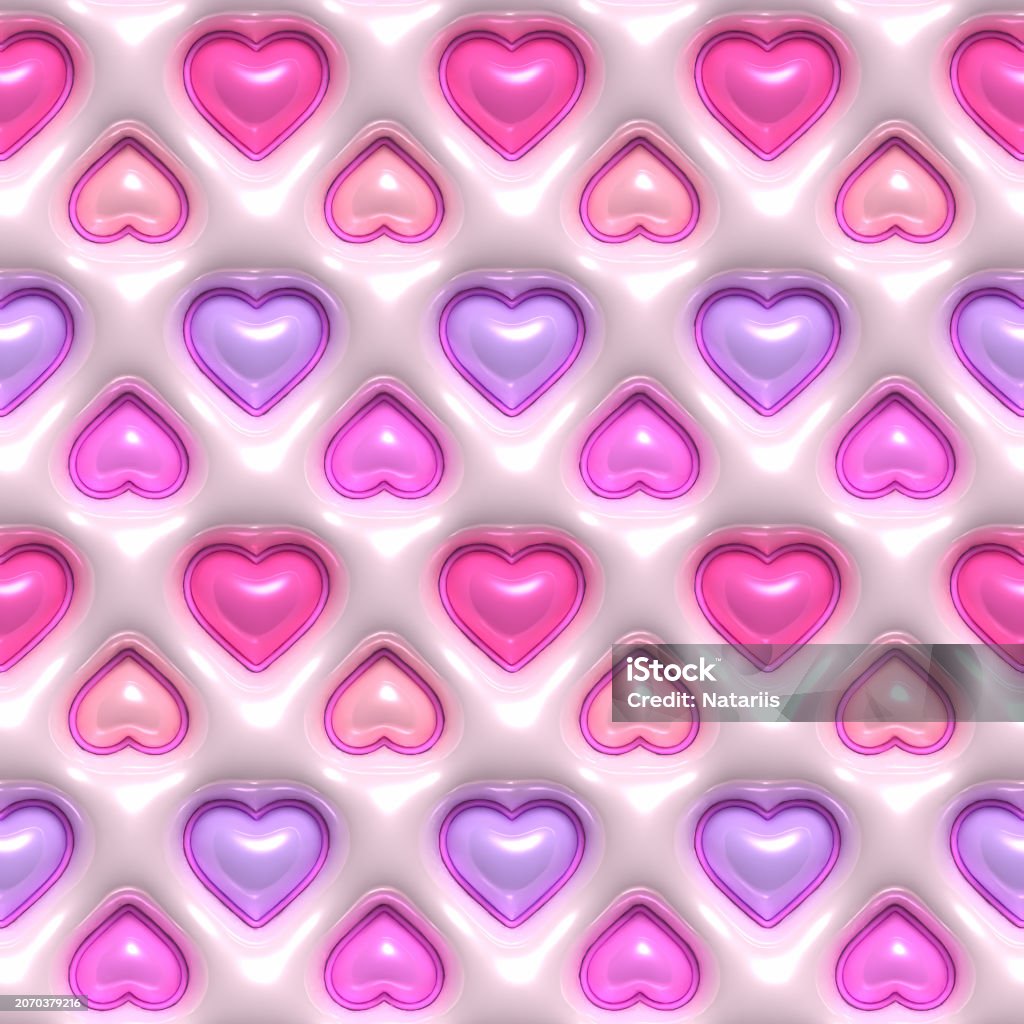 Pin Hearts Pattern Pink 3d Inflated Hearts Pattern Seamless Tileable Pattern Stock ...