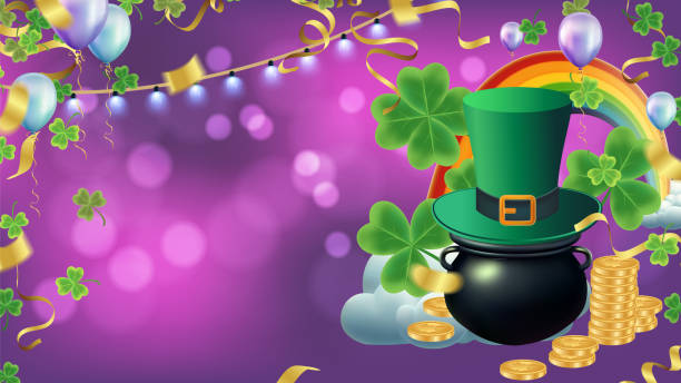 istock Celebration Happy St. Patricks Day Background for poster, clover leaves and green, banner Happy Patrick. ,header or banner, Vector illustration, art design 2070416106