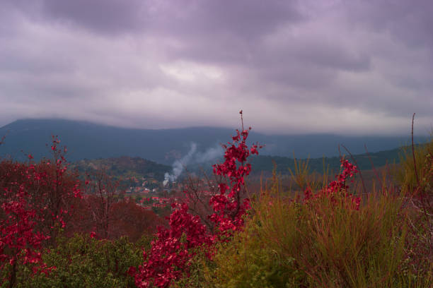 landscape mountain view in the sierra de guadarrama mountains next to the town of Cercedilla