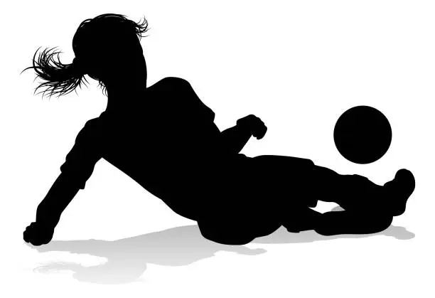 Vector illustration of Female Soccer Football Player Woman Silhouette