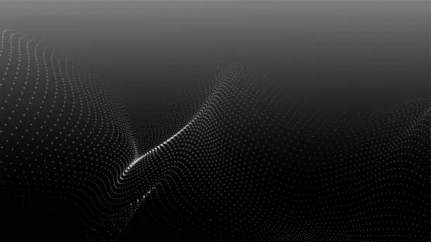 Vector illustration of Abstract digital particle wave. Futuristic black and white dot wave. Technology background vector. 3d.