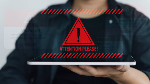 istock Emergency warning alert alarm of system, Data network protection, Virus alarm and protection notification for cyber security.. 2070493964