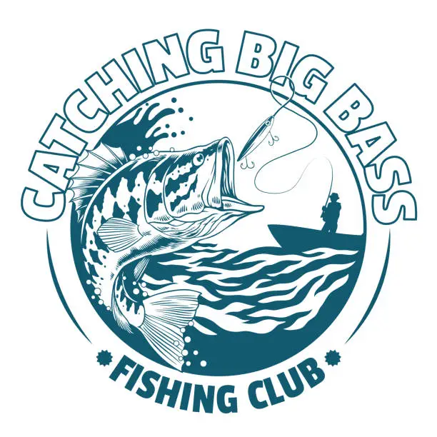 Vector illustration of Vintage Shirt of Catching Big Bass Fishing Club