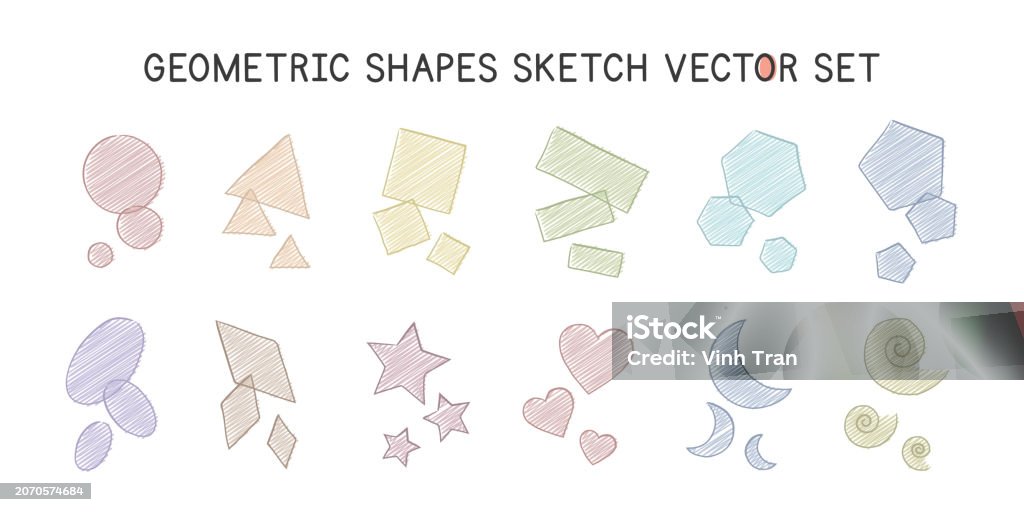 Super Simple Geometric Shapes Sketch Style Vector Design Circle ...