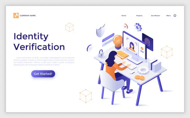 Vector illustration of Vector Isometric Landing Page Template
