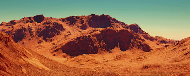 istock Mars landscape, 3d render of imaginary mars planet terrain. 2070612371