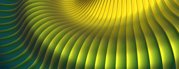 istock Abstract metallic 3d background, shiny and glossy gold green striped pattern, interesting spiral chrome metal  lustrous stripes background. 2070614436