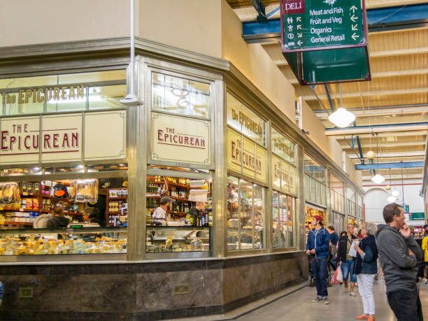 Melbourne, Australia, Feb 2018 - View of Queen Victoria indoor market  in the city of Melbourne, Australia