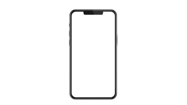 istock Studio shot of Smartphone with blank white screen for Infographic Global Business. Front View Display. Vector illustration. 2070641435