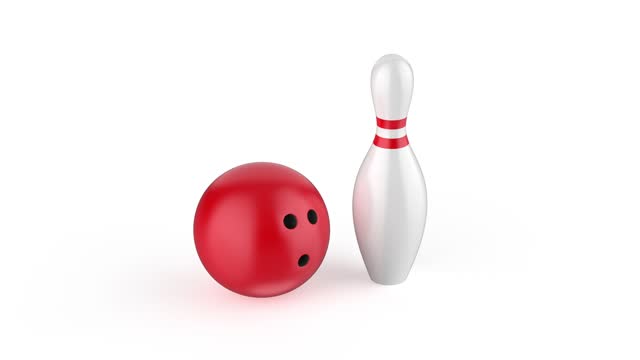 Red bowling ball and pin