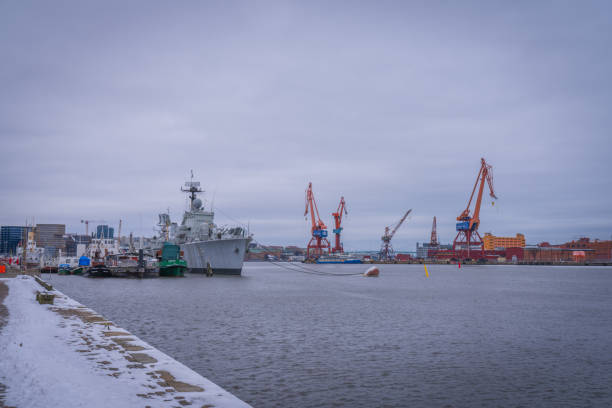 12/02/2024 Goteborg, Västra Götaland, Sweden - Port of Gothenburg at winter