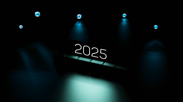 istock Year 2025,abstract glowing concept. Calendar year 2025, banner.3D render 2070670292