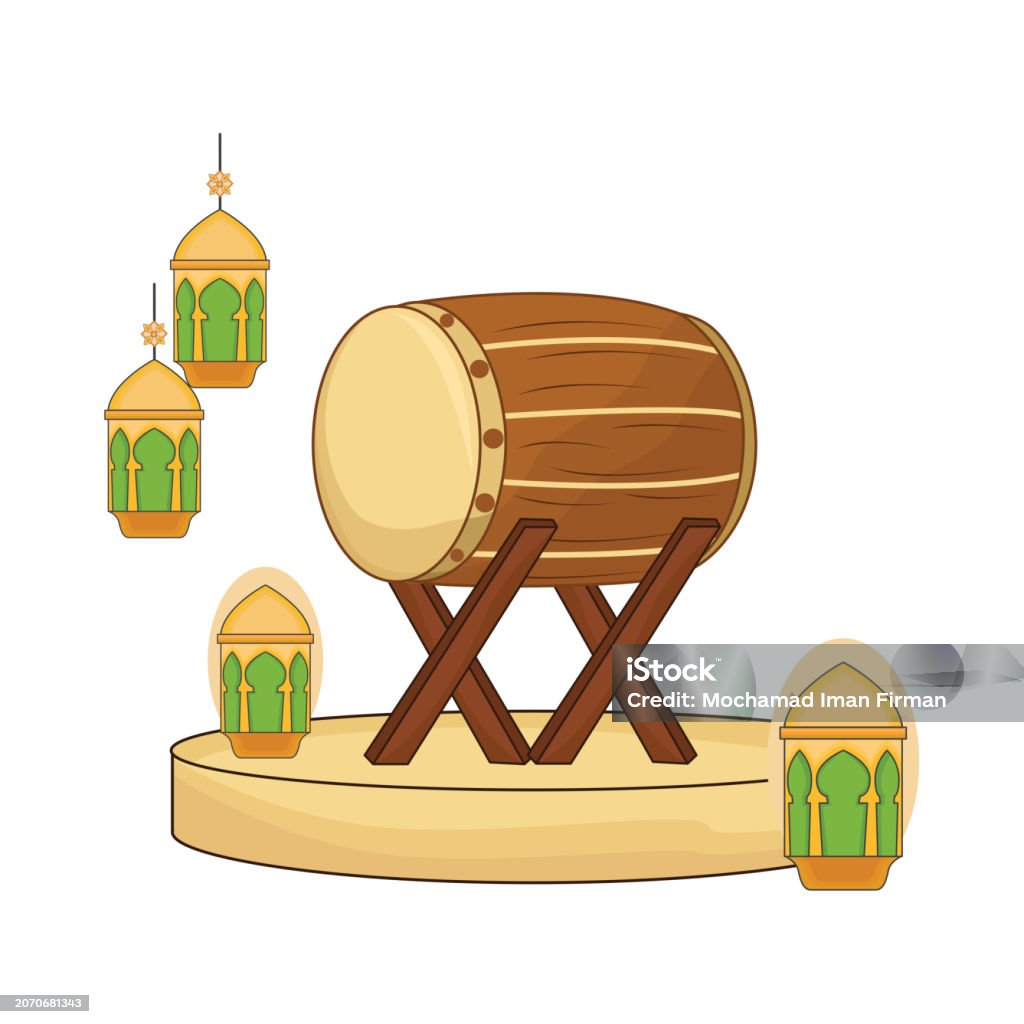 Beduk Vector Bedug Stock Illustration - Download Image Now - 2024, Arab Culture ...