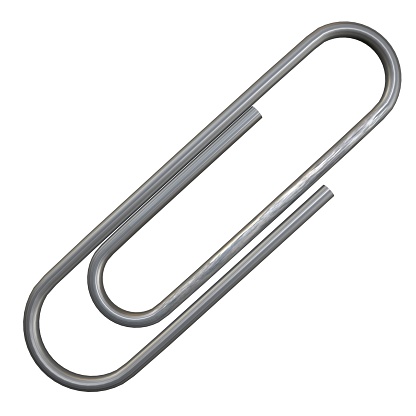 A silver paper clip is bent into a U shape. High quality 3d illustration