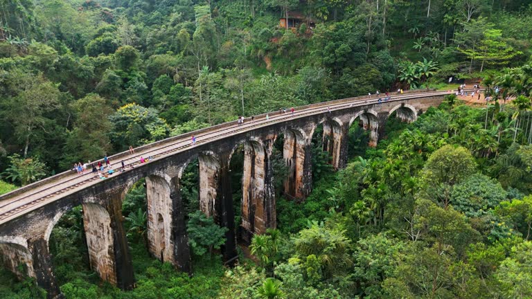 Aerial view of Nine arch bridge on Sri Lanka