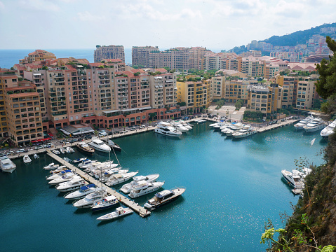 Panoramic view of the port in Monte Carlo, Monaco.