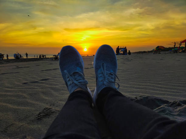 istock The atmosphere on the beach at sunset, dramatic clean clouds 2070896322