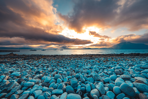 Elgol Beach at sunset, Isle of Skye, Scotland, UK