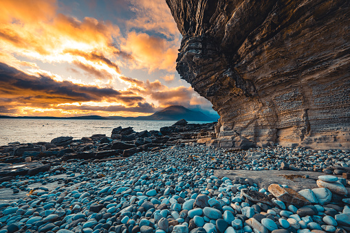 Elgol Beach at sunset, Isle of Skye, Scotland, UK