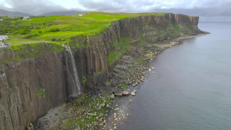 The drone aerial footage of Kilt Rock and Mealt waterfall.