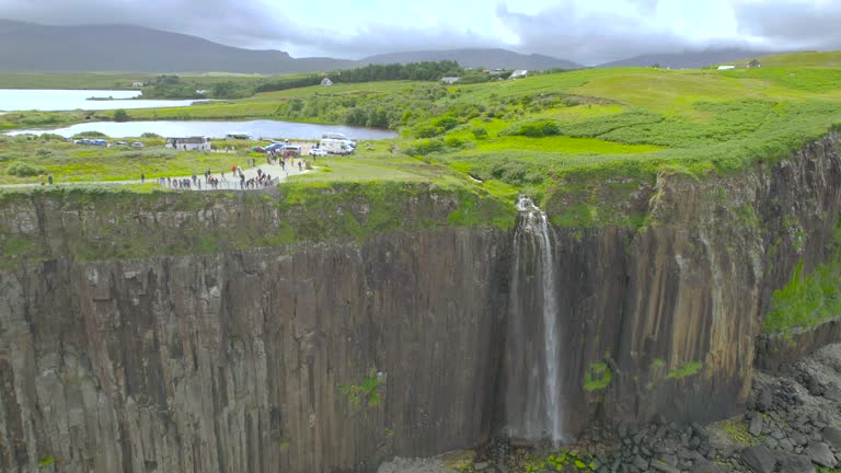 The drone aerial footage of Kilt Rock and Mealt waterfall.