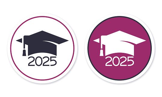 2025 graduation mortarboard graduate cap hat celebration design element symbol icon.